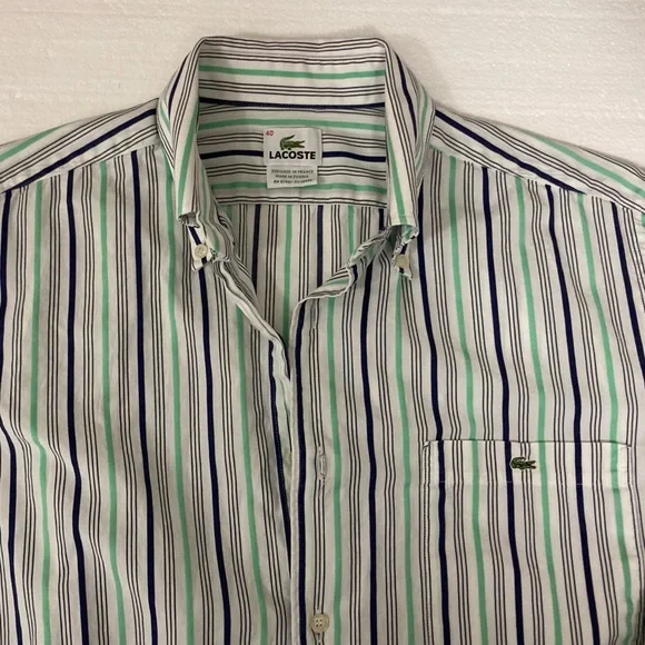 Lacoste | Shirts | Lacoste Mens Long Sleeve Stripe Button Down Shirt Size  4medium | Poshmark
